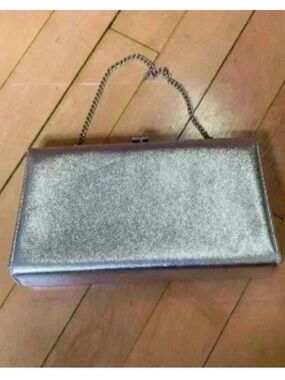 Vintage Silver Rectangular Clasp Clutch Handbag